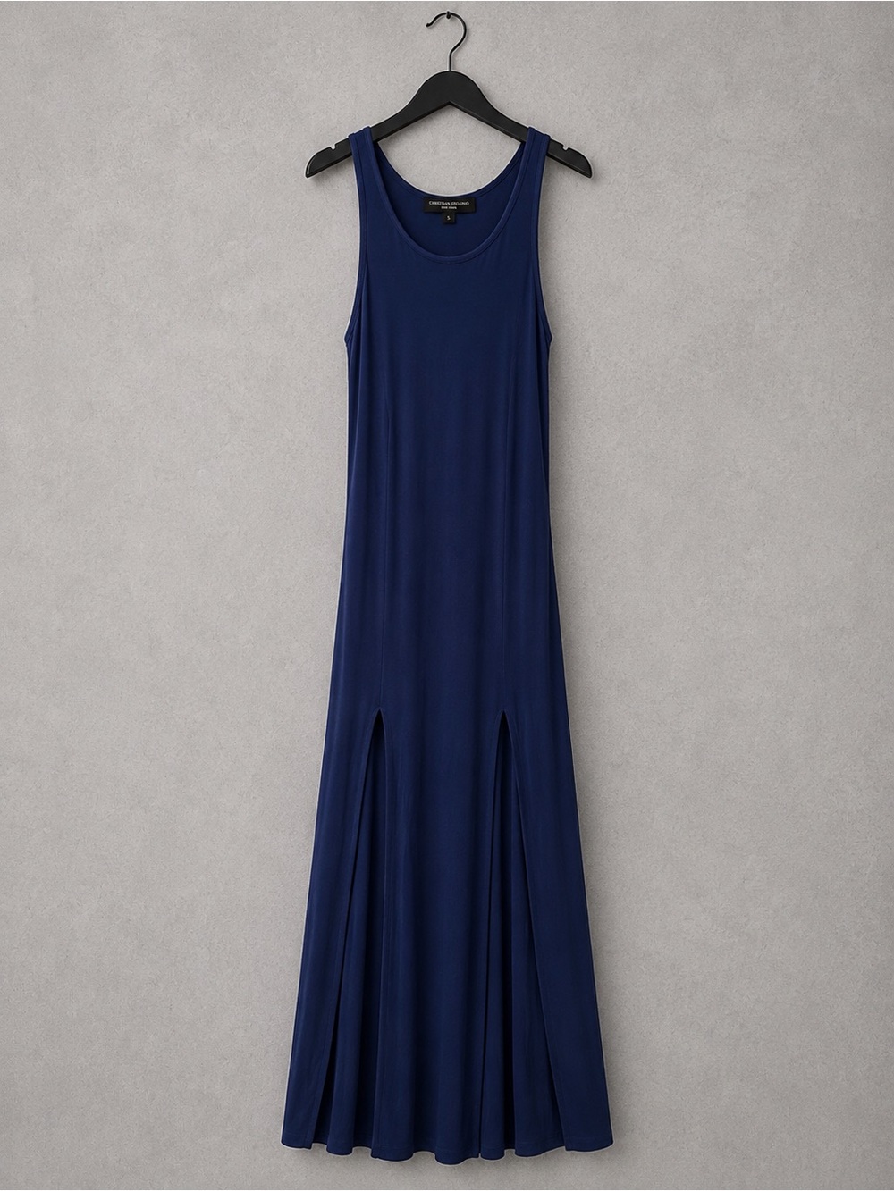 Christian Siriano Navy Blue Sleeveless Maxi Dress with Front Slits - Picture 2 of 6